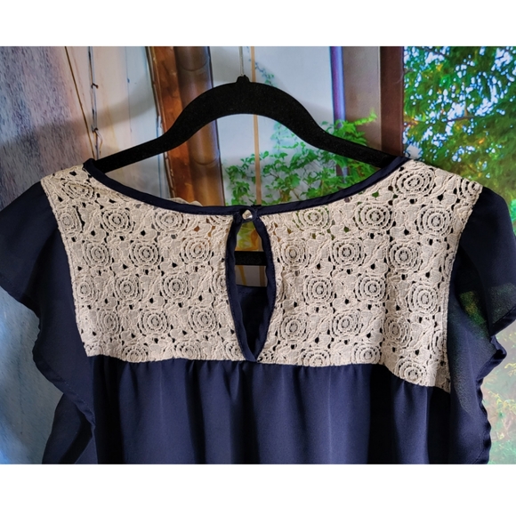 Peach Love California - Navy Blue Sheer Top - Picture 3 of 4